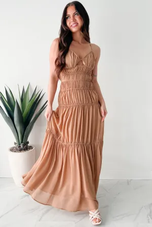 Robe longue plissée Strolling In Sicily (Beige)