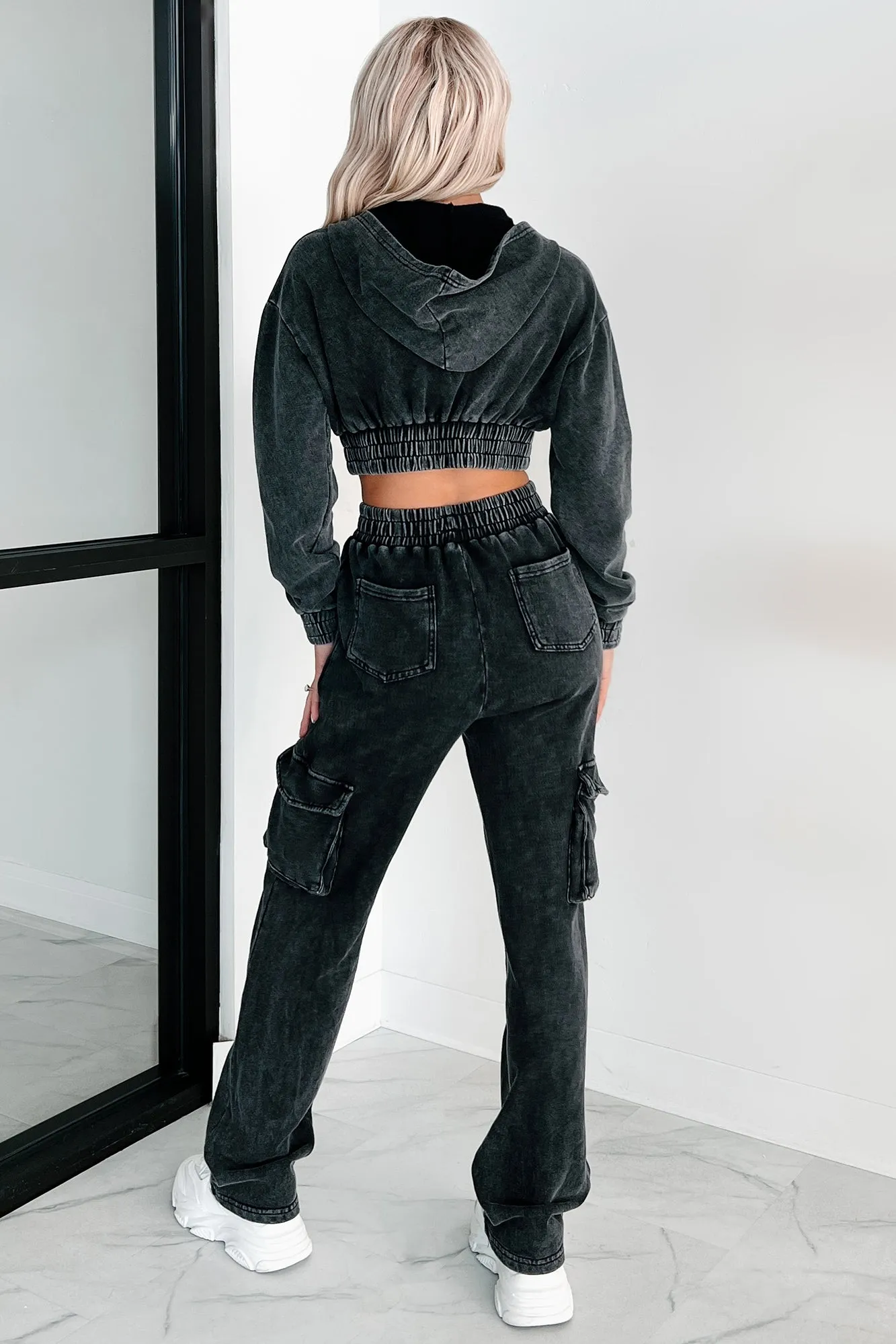 Ensemble de sweat à capuche et pantalon en minéral lavé Talk Later (Noir)