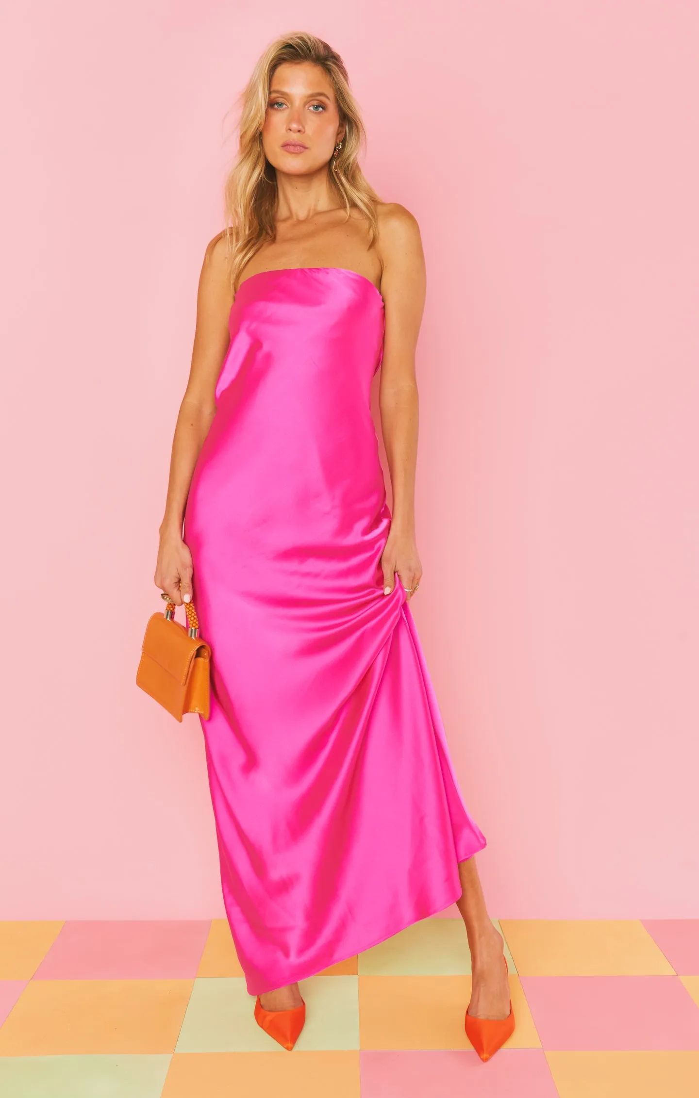 Robe tube Taylor ~ Satin luxe rose vif