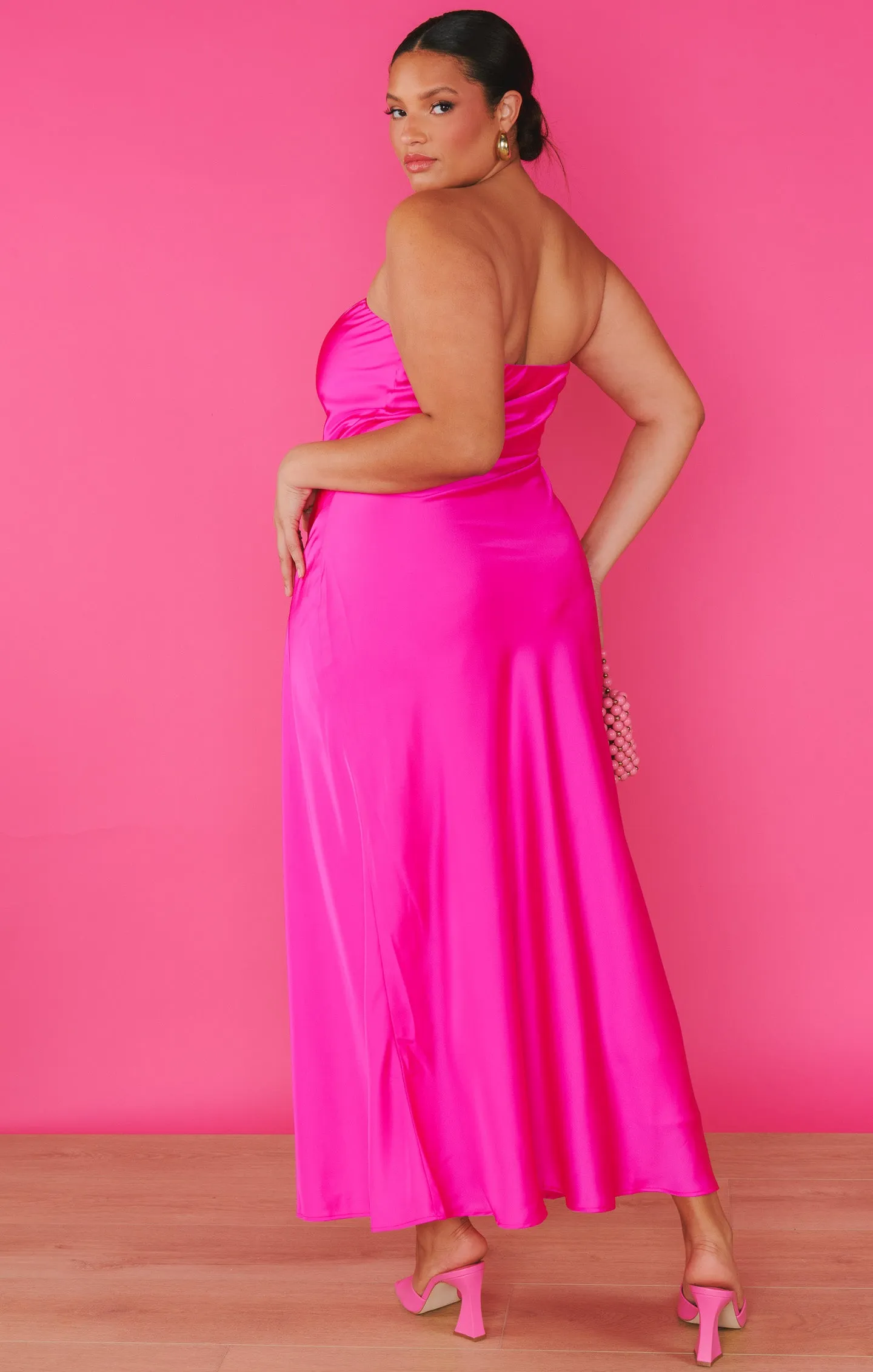 Robe tube Taylor ~ Satin luxe rose vif