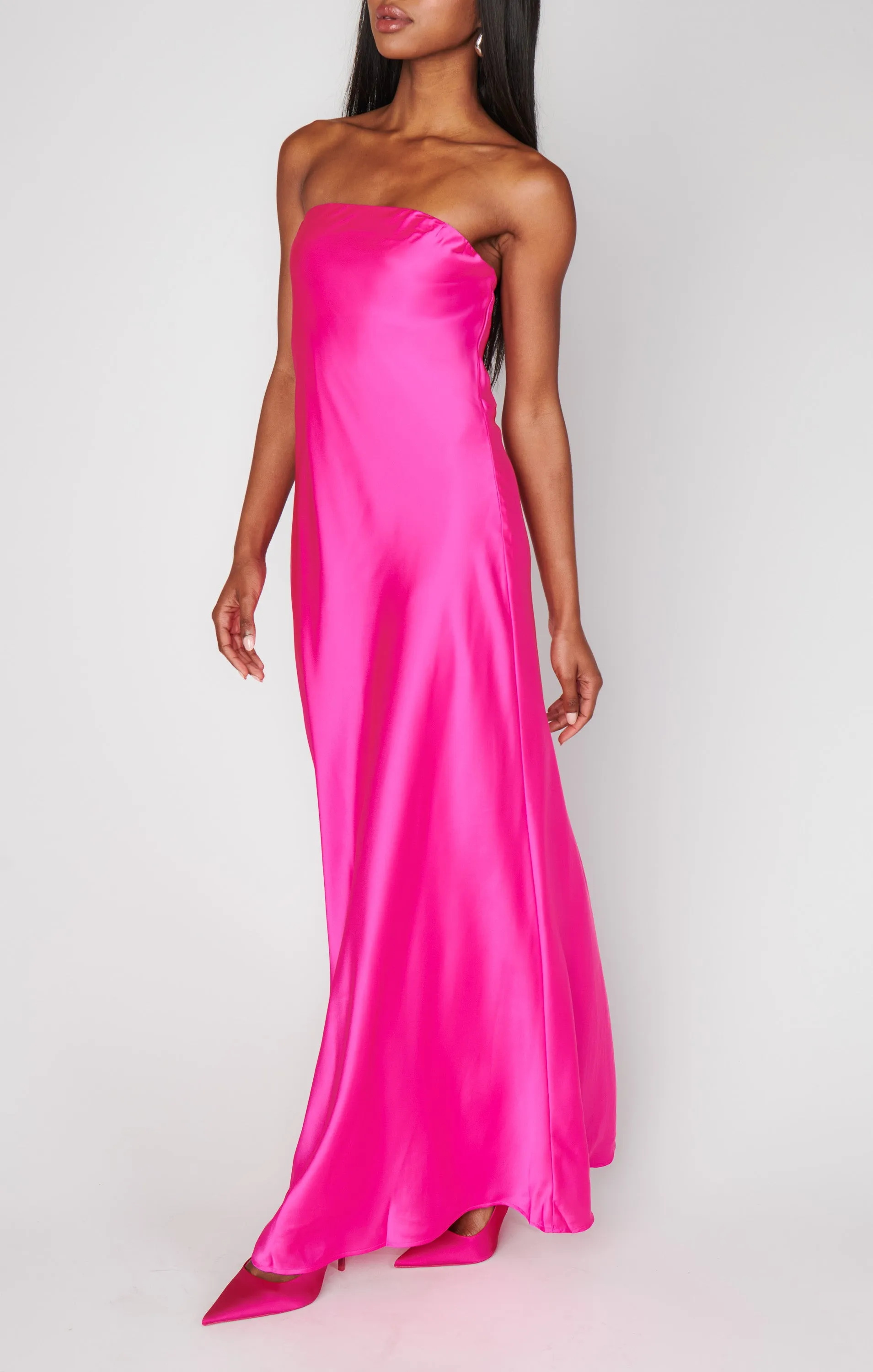 Robe tube Taylor ~ Satin luxe rose vif