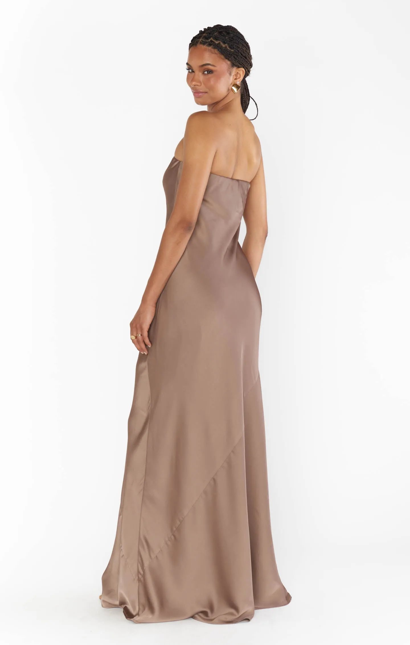 Robe tube longue Taylor ~ Satin luxe Dune