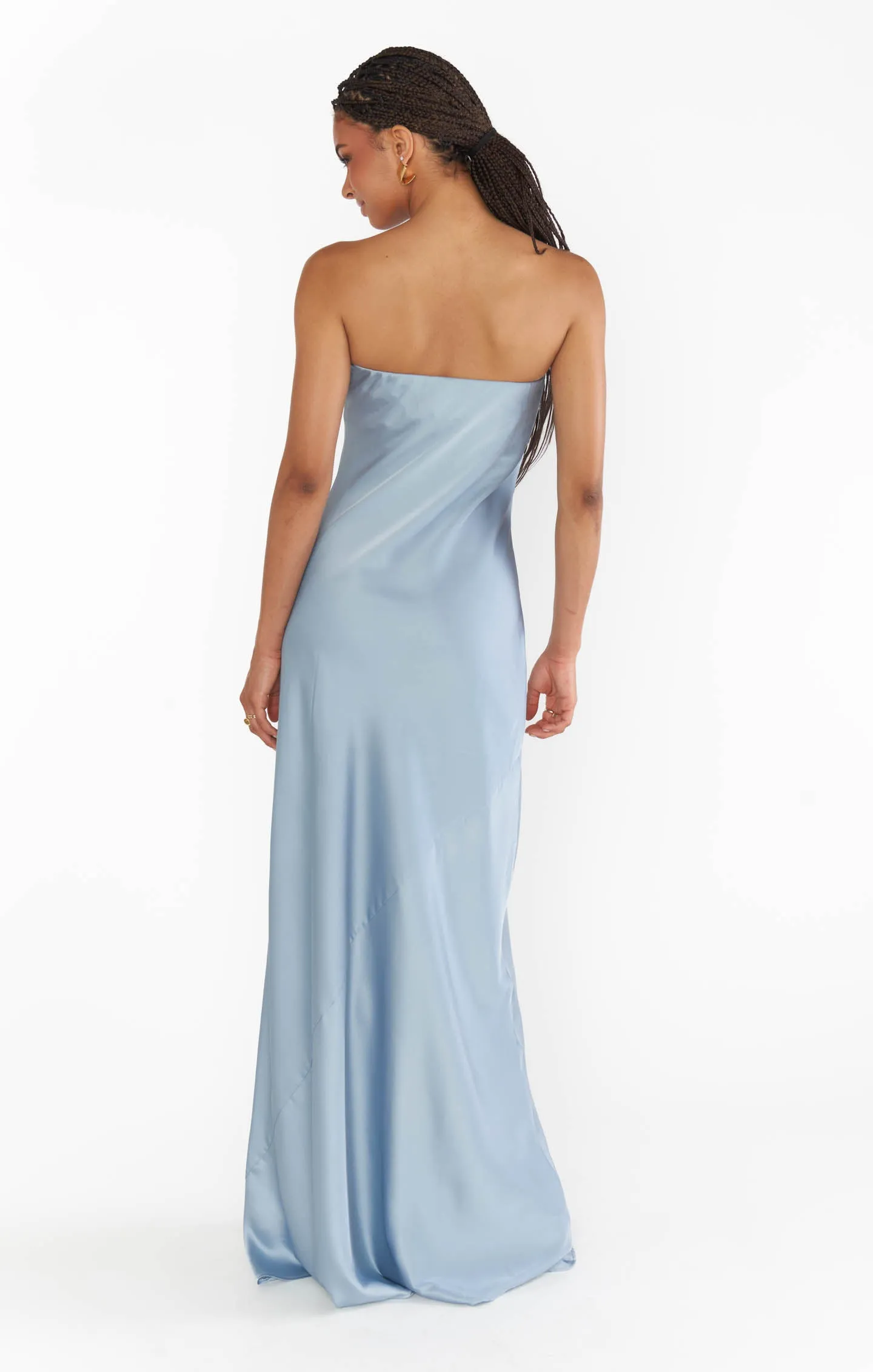 Robe tube maxi Taylor ~ Satin luxe bleu acier