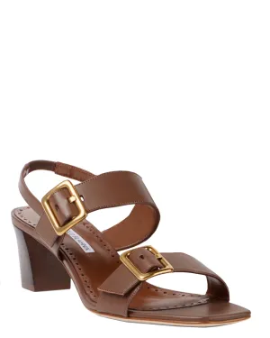 Sandale Thalitsli à double boucle en marron foncé