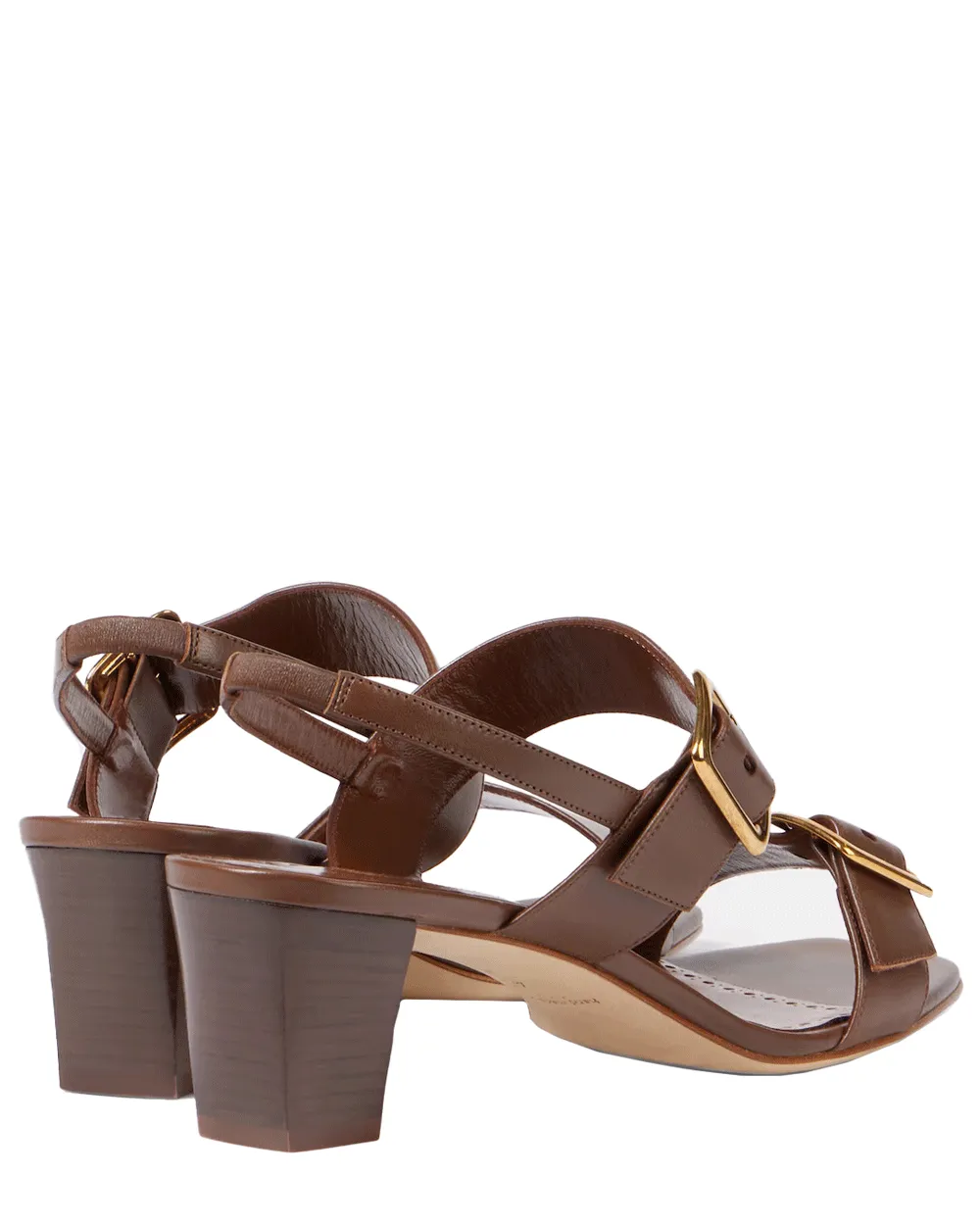 Sandale Thalitsli à double boucle en marron foncé