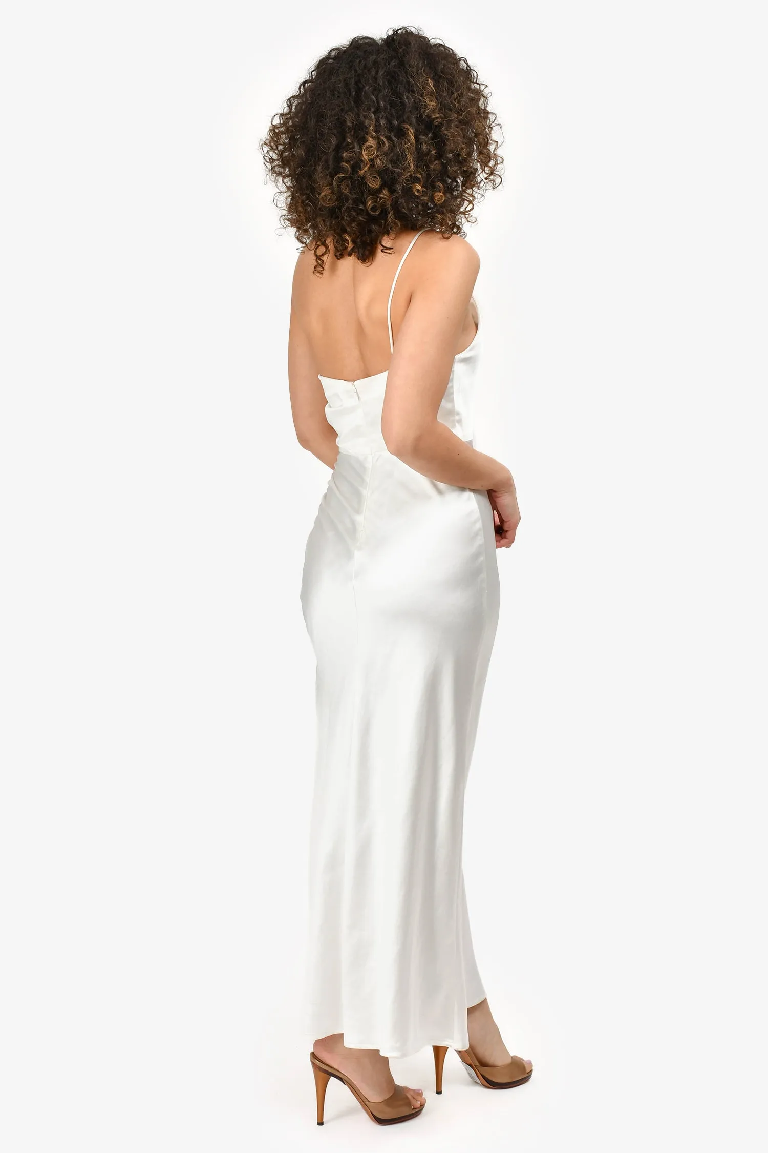 Robe blanche satinée 'Melina' à une épaule avec fente Third Form - Taille 4 US