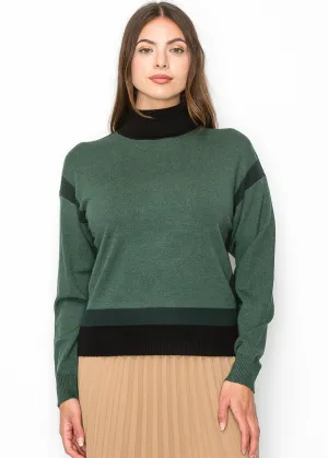 Pull-over col roulé bicolore