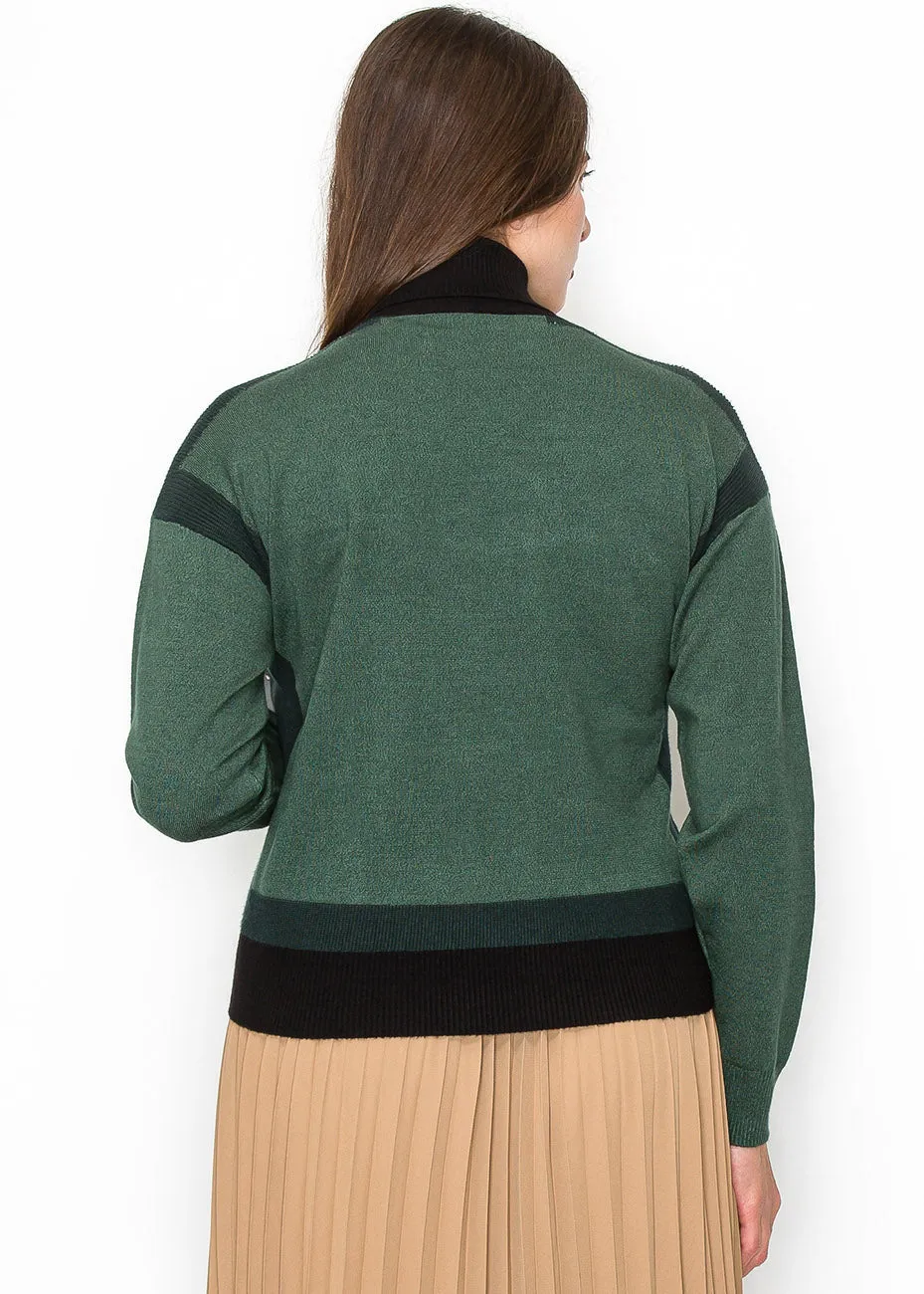 Pull-over col roulé bicolore