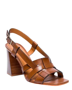 Sandale Slingback en Cuir Venere en Marron Clair