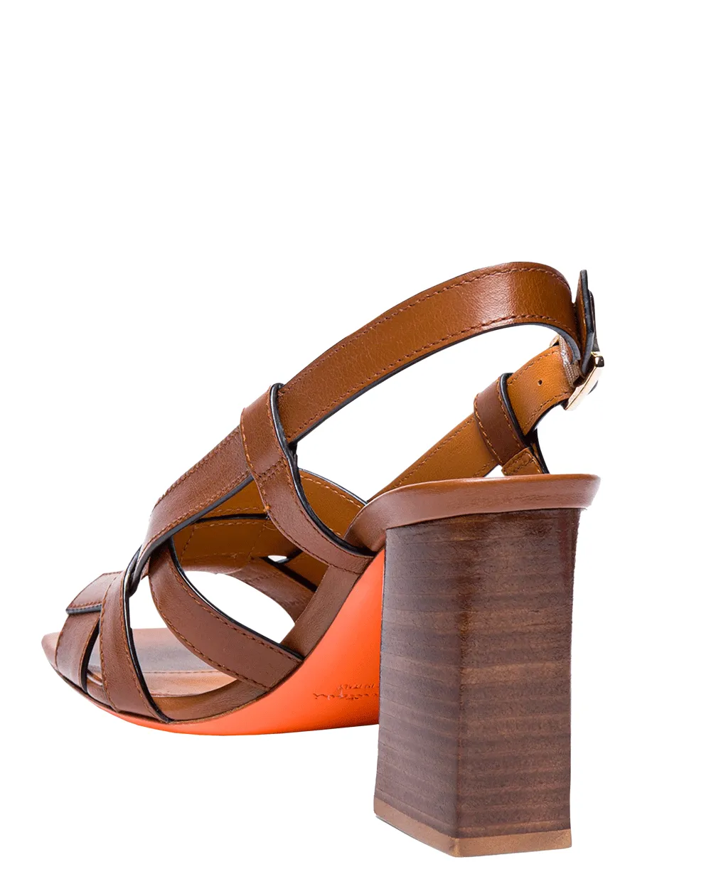 Sandale Slingback en Cuir Venere en Marron Clair