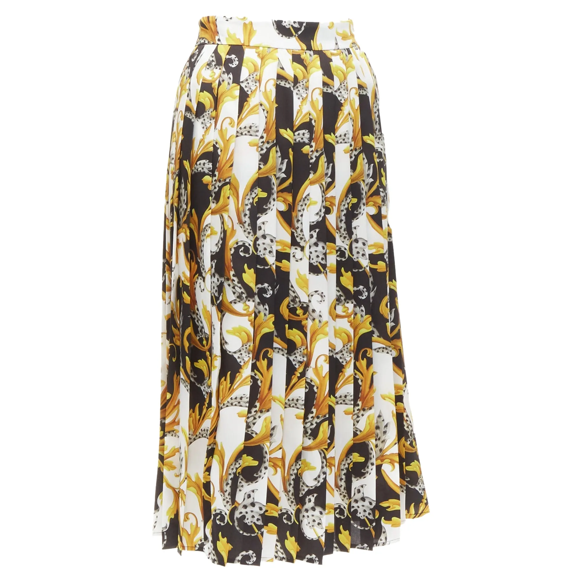 Jupe plissée à haute fente avec motif Barocco Acanthus Versace