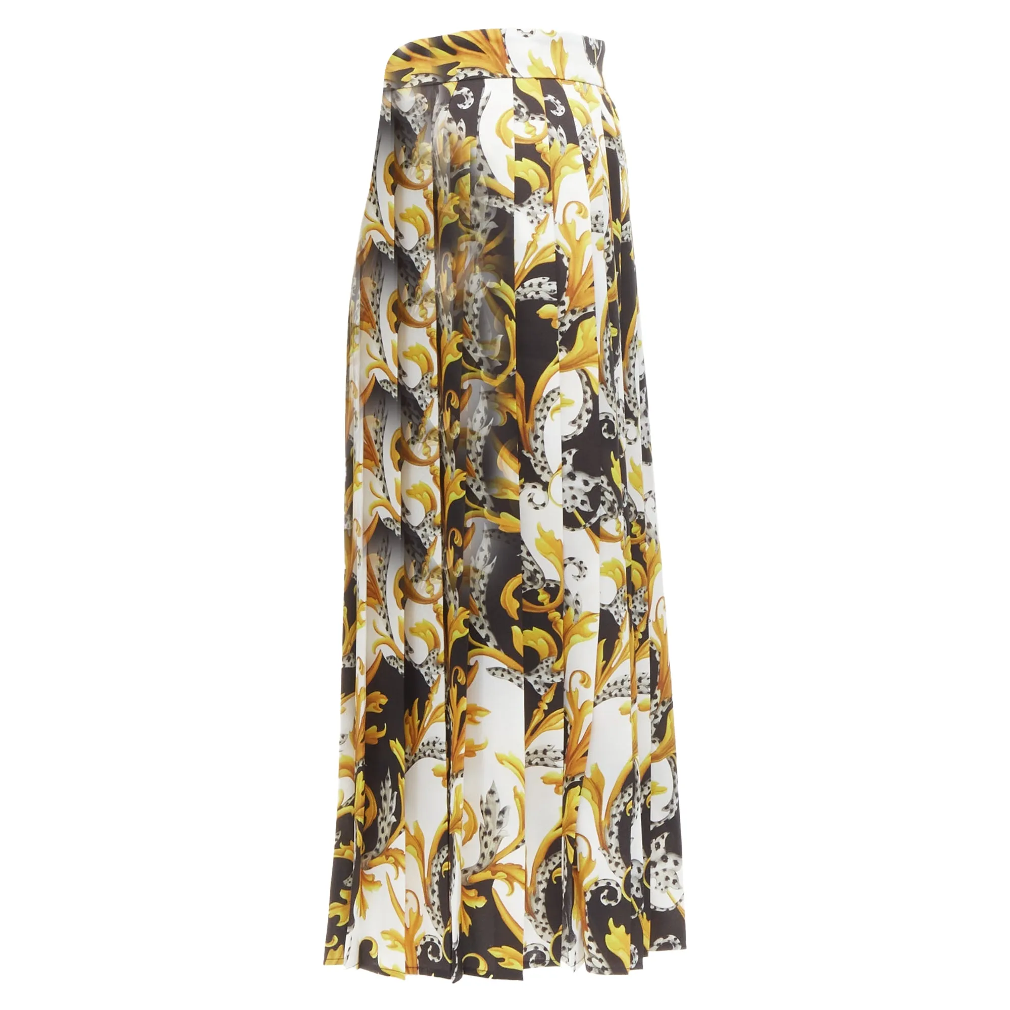 Jupe plissée à haute fente avec motif Barocco Acanthus Versace