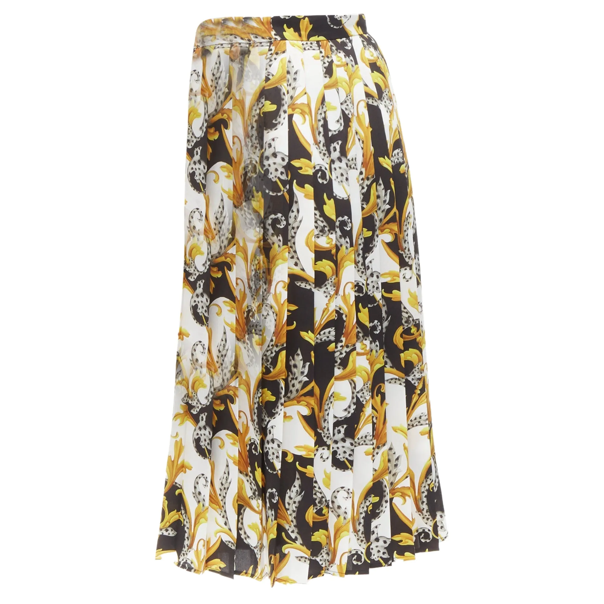 Jupe plissée à haute fente avec motif Barocco Acanthus Versace
