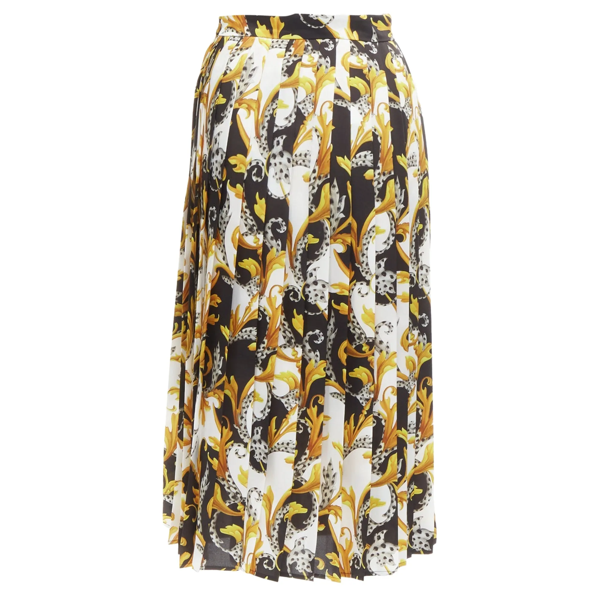 Jupe plissée à haute fente avec motif Barocco Acanthus Versace