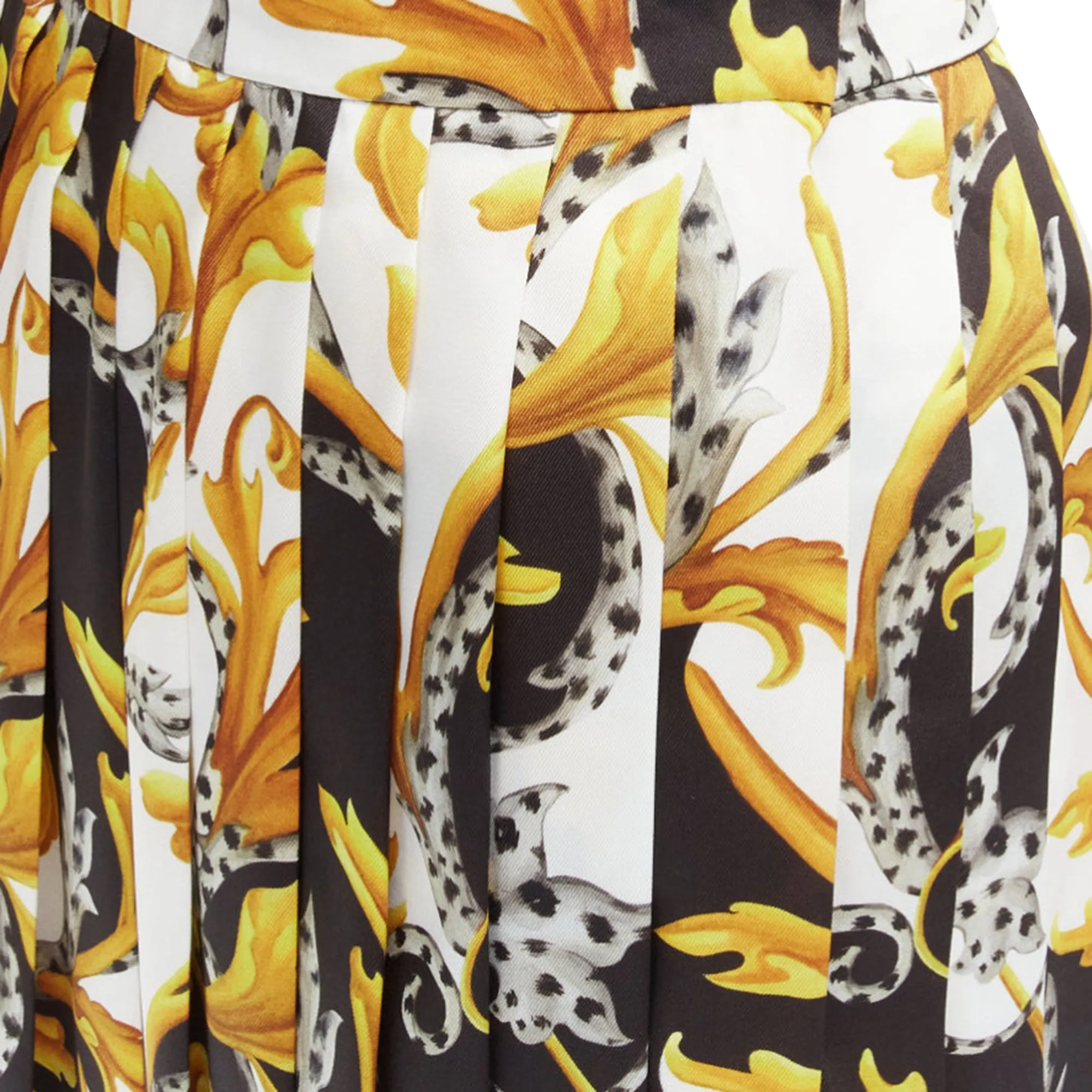 Jupe plissée à haute fente avec motif Barocco Acanthus Versace