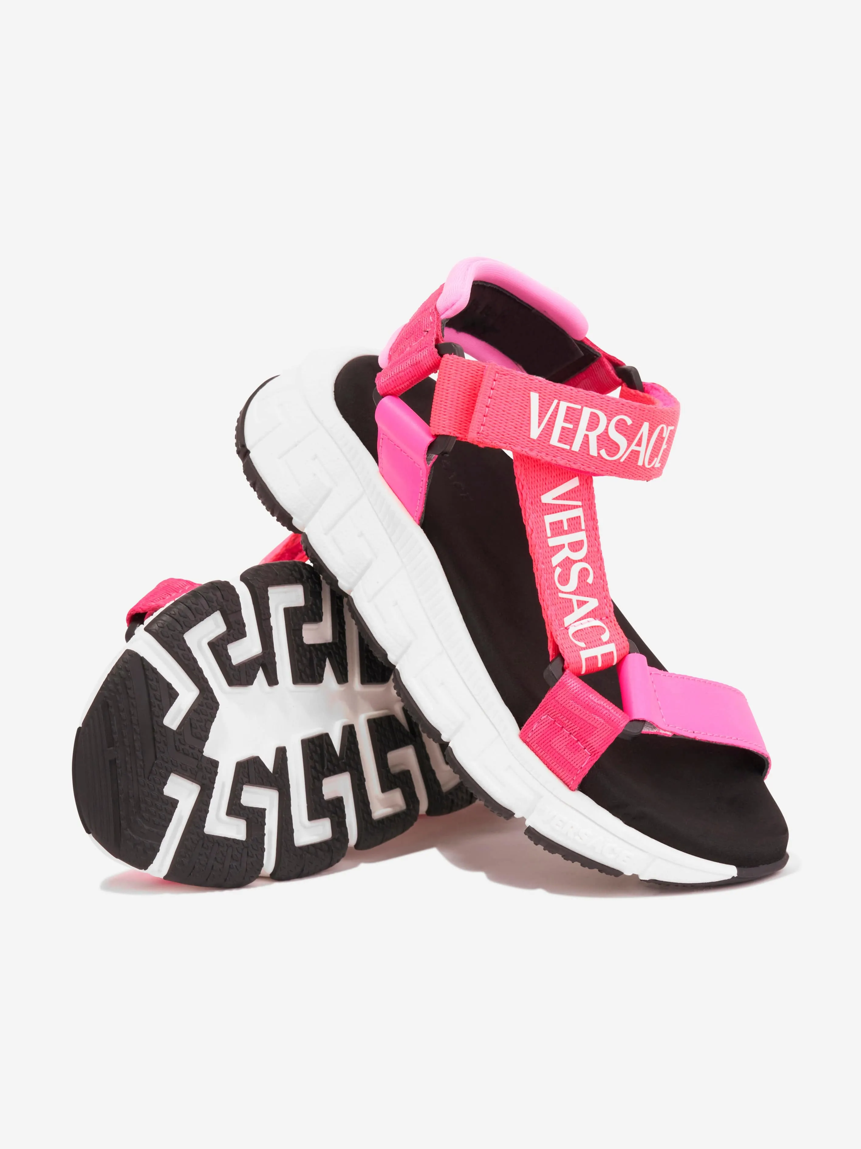 Sandales à lanières logo Versace Girls en rose