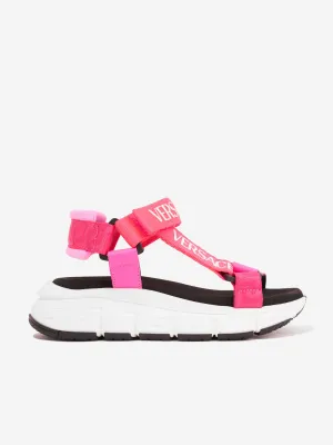 Sandales à lanières logo Versace Girls en rose