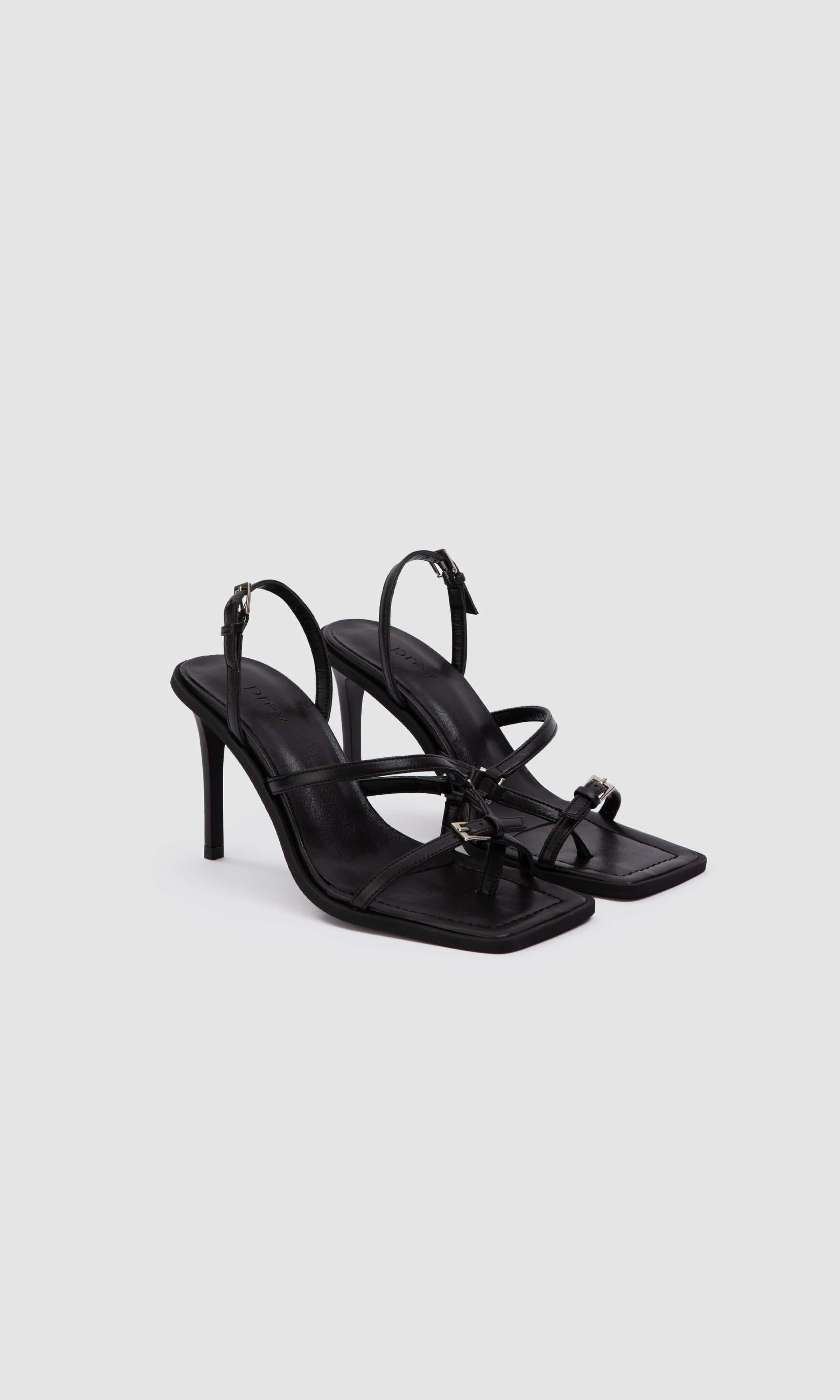 Sandales à talons en simili cuir olive Vicki Vegan | Noir