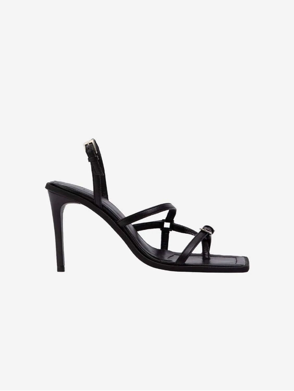 Sandales à talons en simili cuir olive Vicki Vegan | Noir