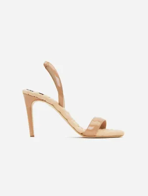 Vivien Vegan Sandales Slingback à Talons Hauts en Similicuir | Nu