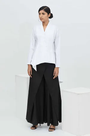 Chemise trompette blanche asymétrique