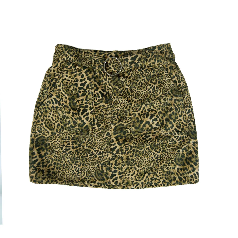Jupe imprimée ceinturée pour femme, Tigre