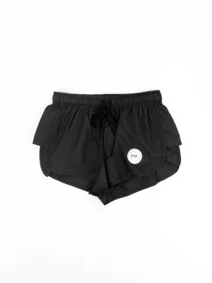 Short de sport imprimé avec logo de marque pour femmes, Noir