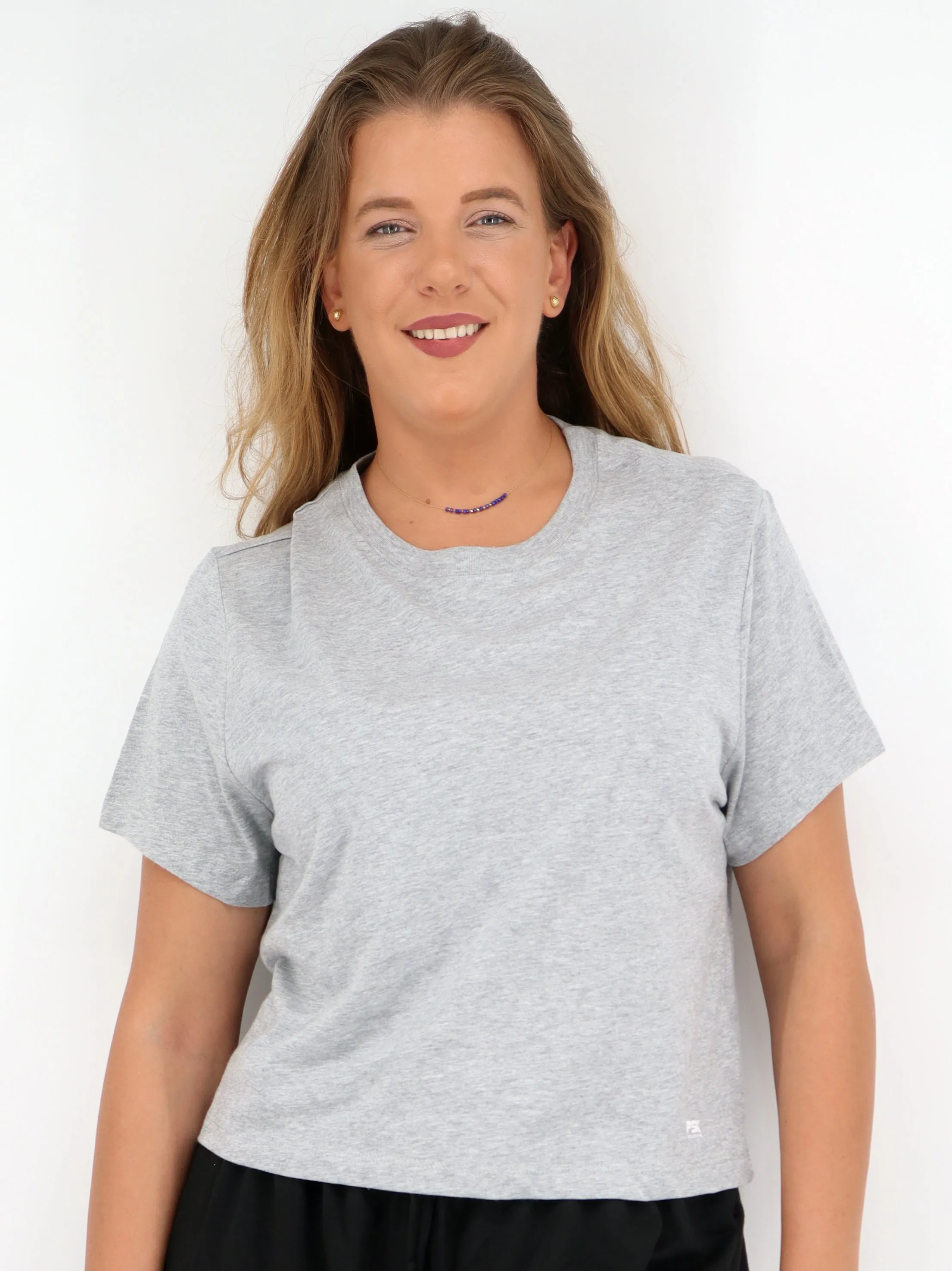 T-shirt Femme avec Logo de Marque Imprimé, Gris Clair