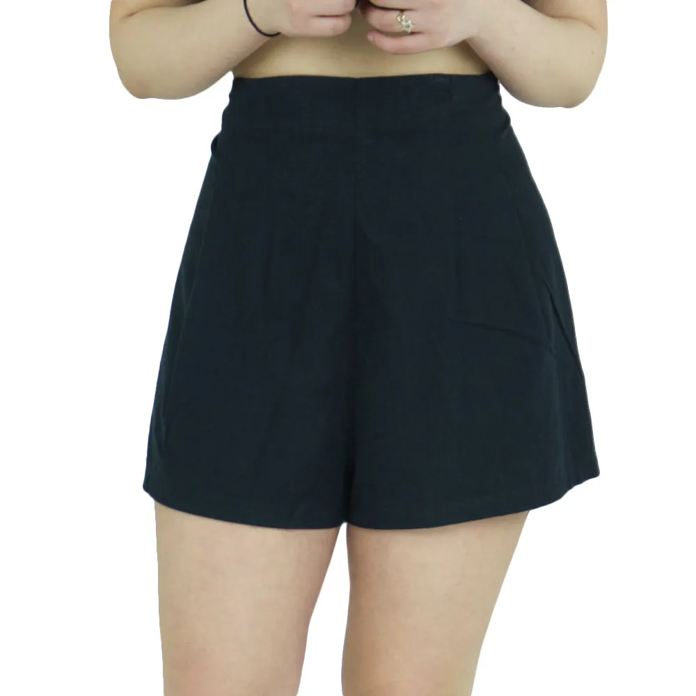 Short décontracté uni pour femmes, Noir