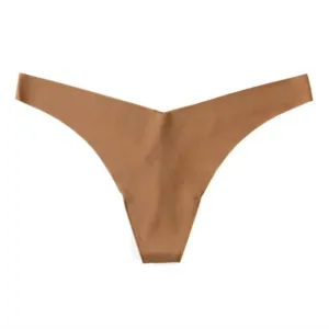 String Tanga Classique Uni pour Femme en Caramel