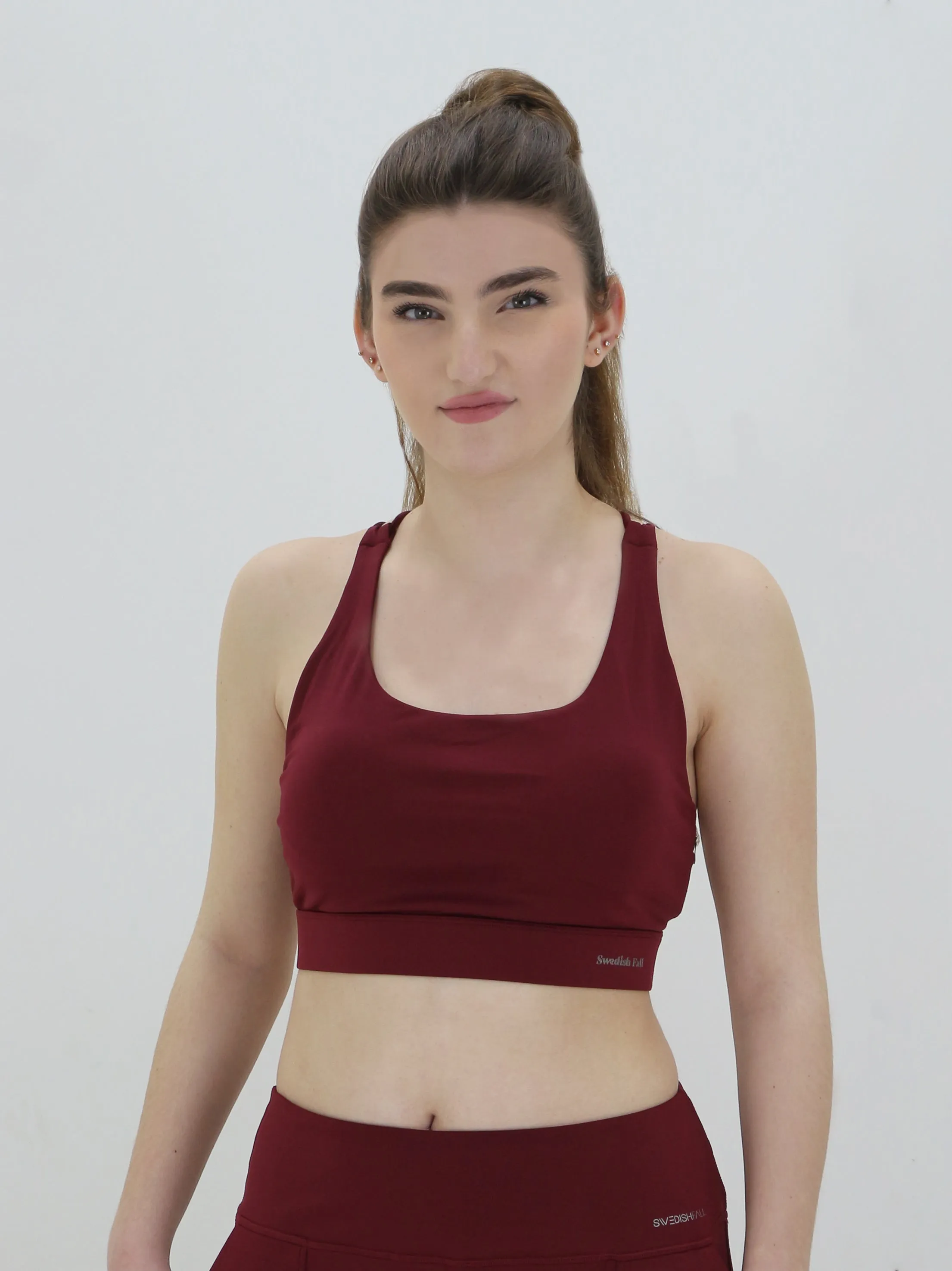 Soutien-gorge de sport croisé pour femme, Bordeau