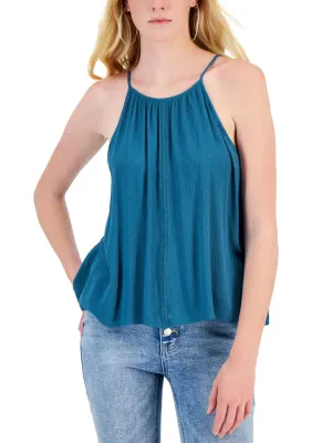Débardeur Femme à Broderie Crochet, Sarcelle