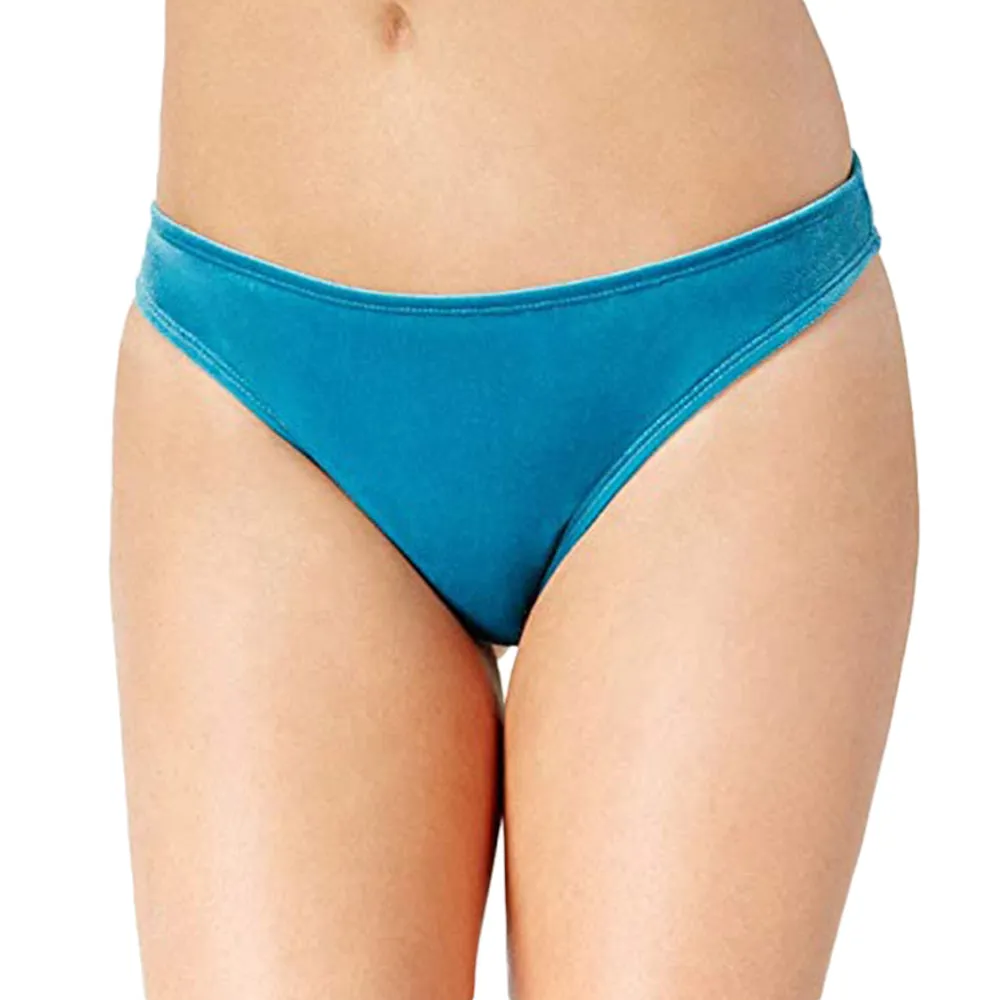 Culotte Bikini Hipster en Velours Côtelé pour Femme, Bleu