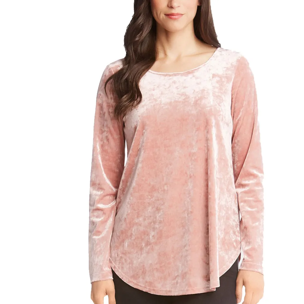 Blouse femme en velours côtelé rose