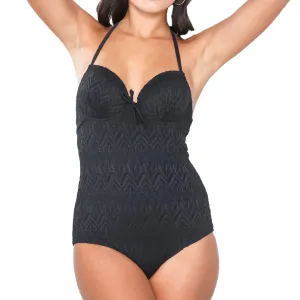 Maillot de bain brodé pour femme, Noir