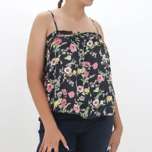 Haut à imprimé floral pour femme, Noir