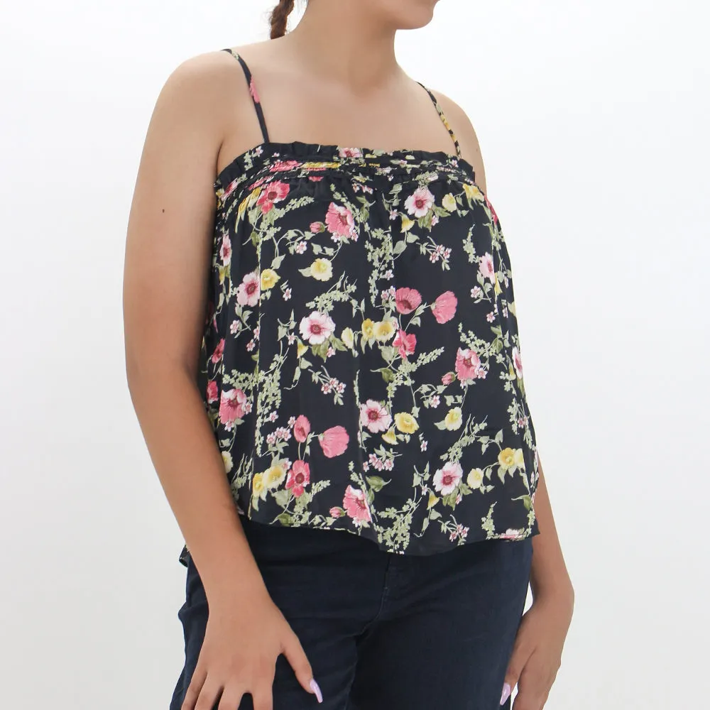 Haut à imprimé floral pour femme, Noir