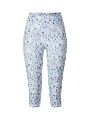 Leggings Capri imprimés floraux pour femme, Blanc
