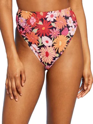 Culotte de bikini à rayures florales pour femme, Multi