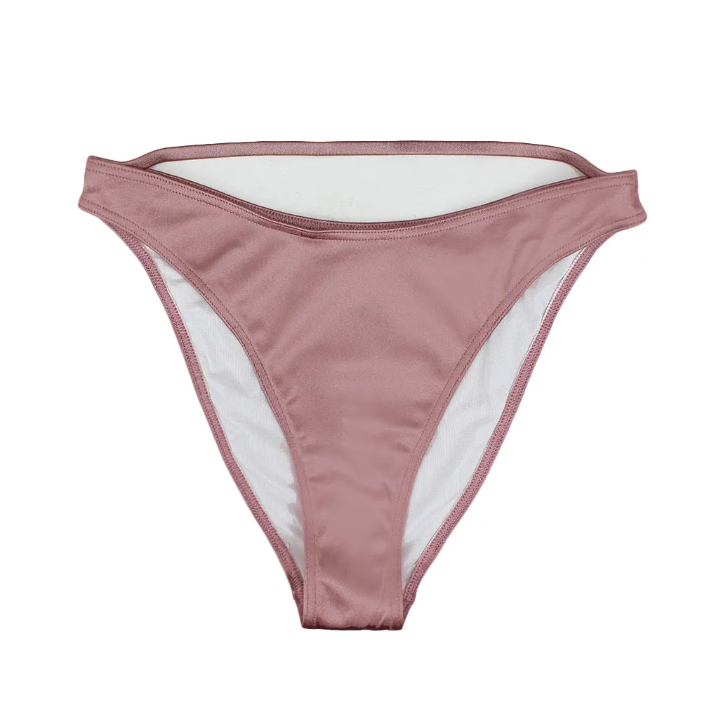 Slip de Bikini Satiné Pailleté pour Femme, Or Rose