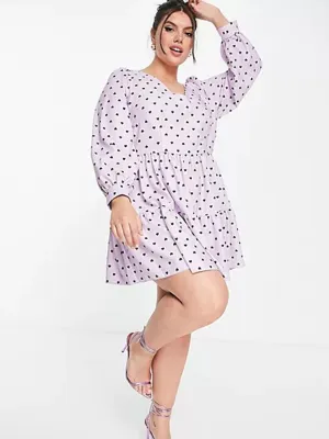 Robe à volants imprimée cœurs pour femme, violette