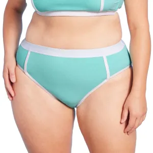Slip de Bikini Femme à Haute Taille, Turquoise