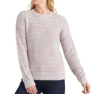 Pull col rond en maille chinée pour femme, Rose