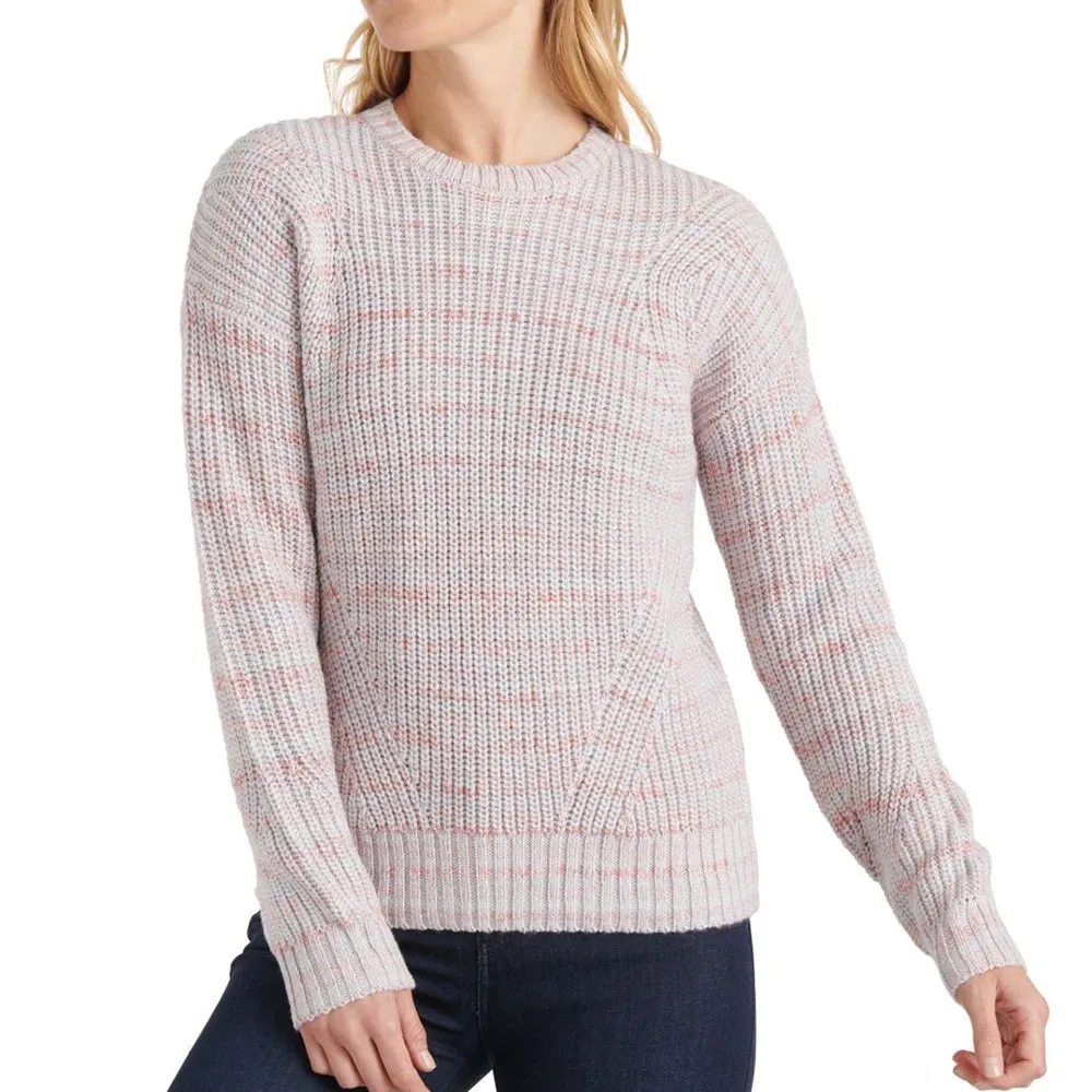 Pull col rond en maille chinée pour femme, Rose