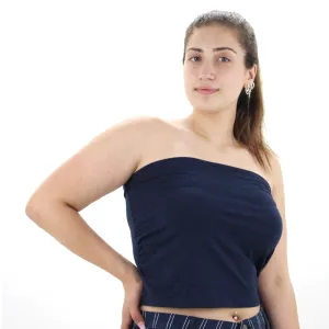 Haut court en coton décolleté pour femmes, Marine