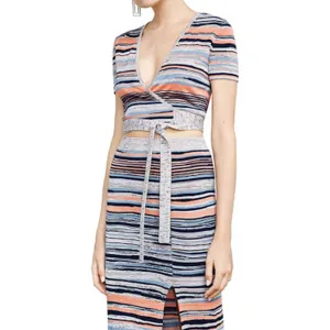 Cardigan rayé ouvert pour femme, Multi