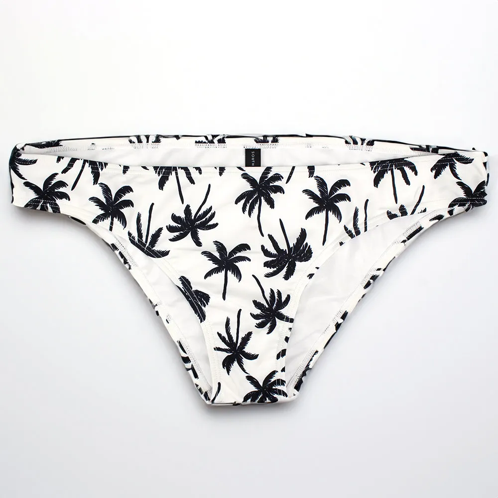 Bas de bikini imprimé paumes pour femme, Blanc