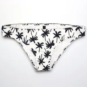 Bas de bikini imprimé paumes pour femme, Blanc