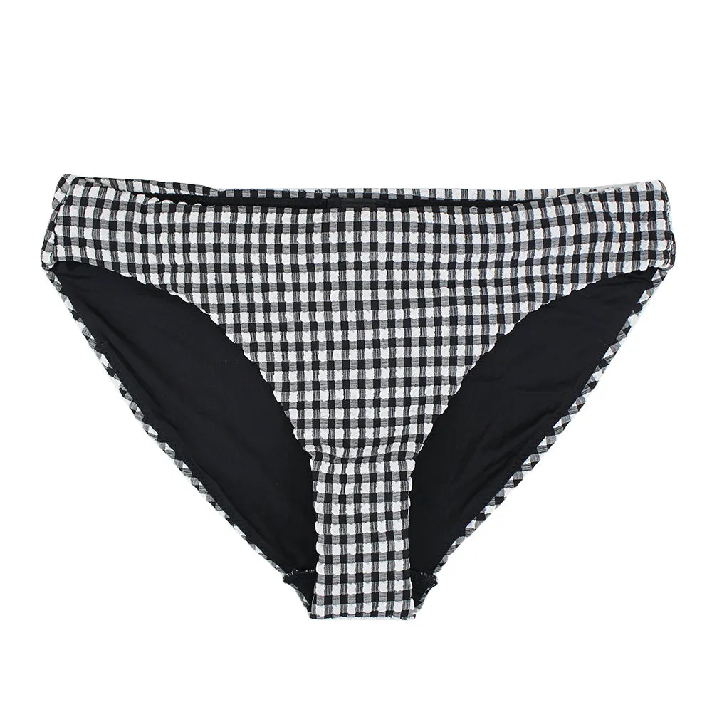 Culotte de bikini à carreaux pour femme, Noir/Blanc
