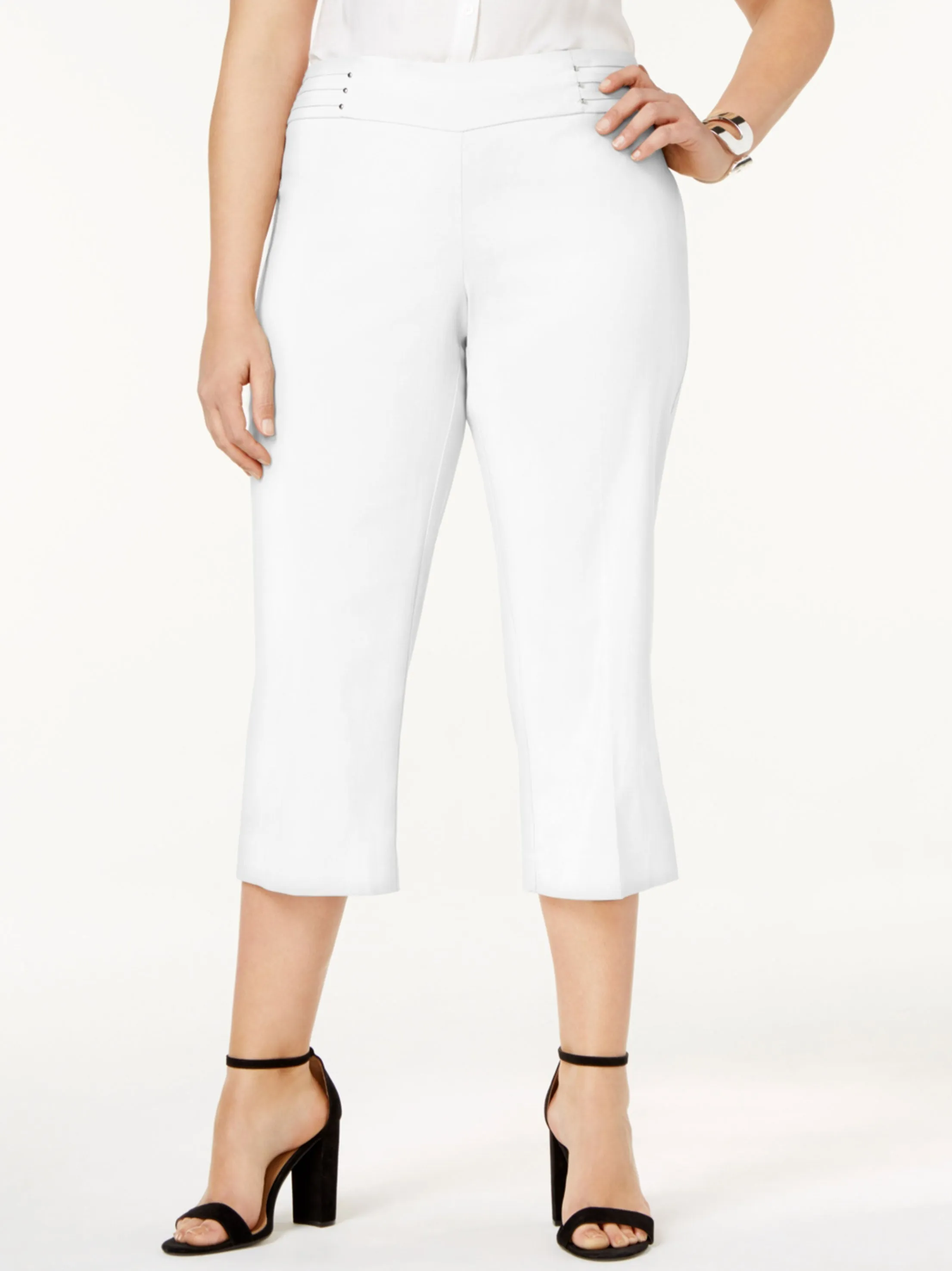 Pantalon court femme uni, Blanc
